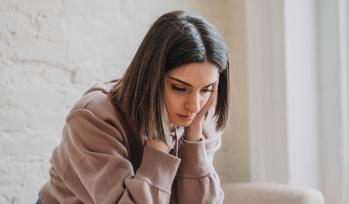 Fearful and stressed woman