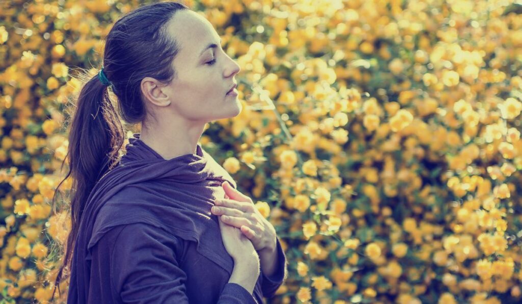 Woman accepting her true self