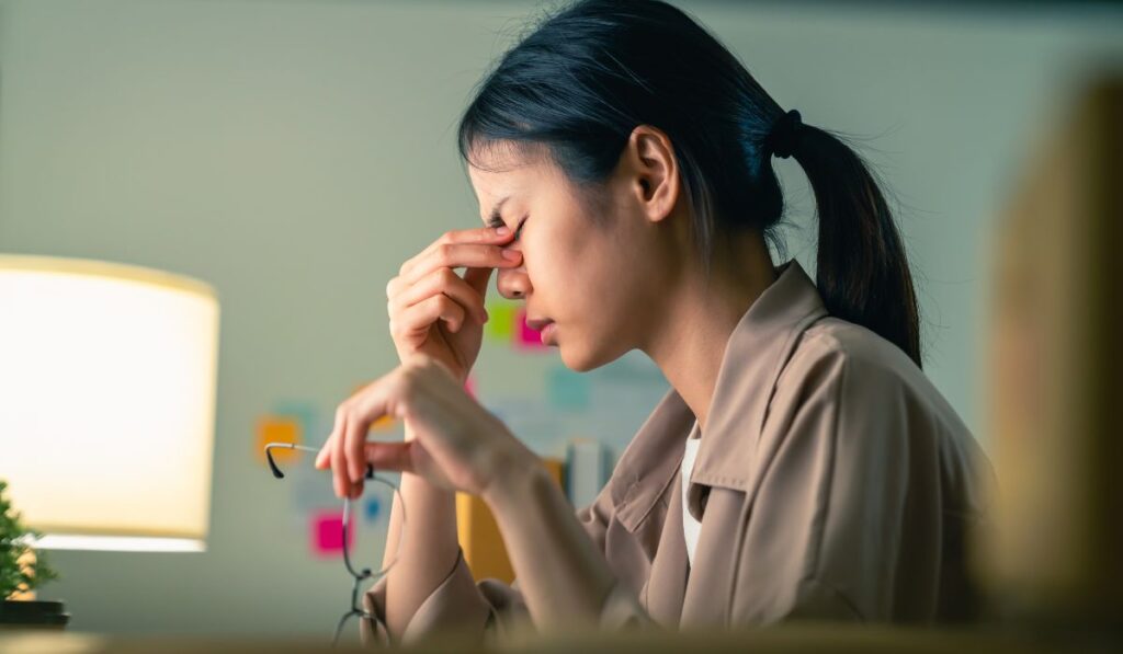 Woman suffering at work