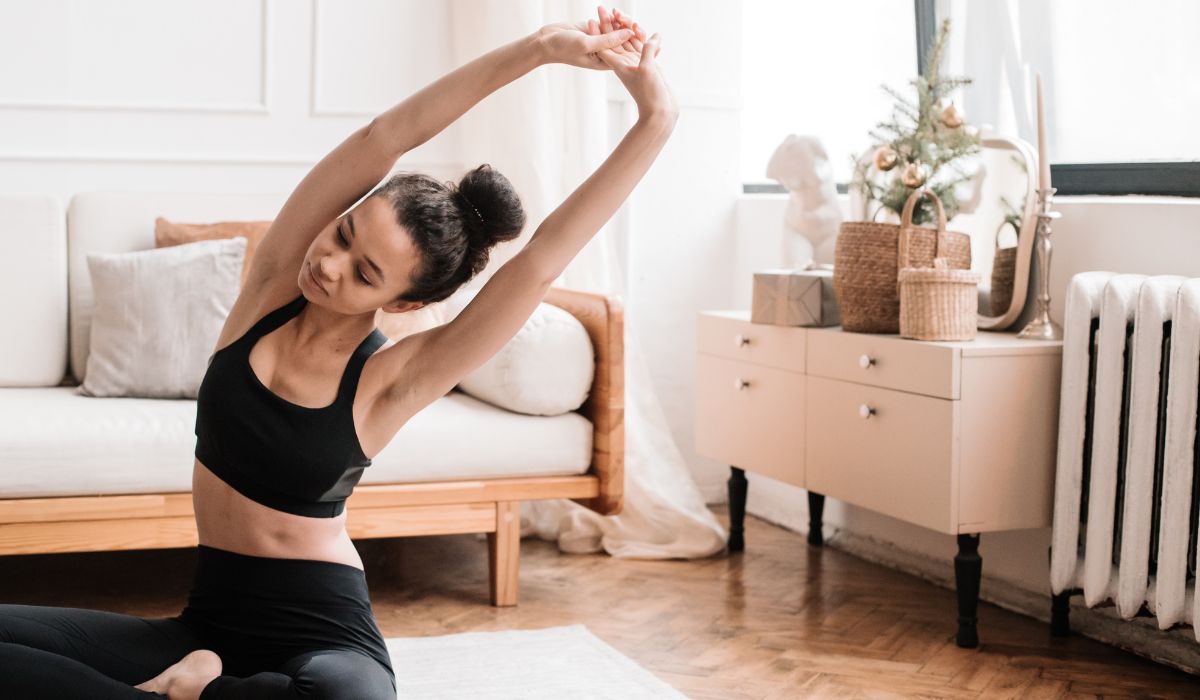 Woman breaking free of her habit by exercising.