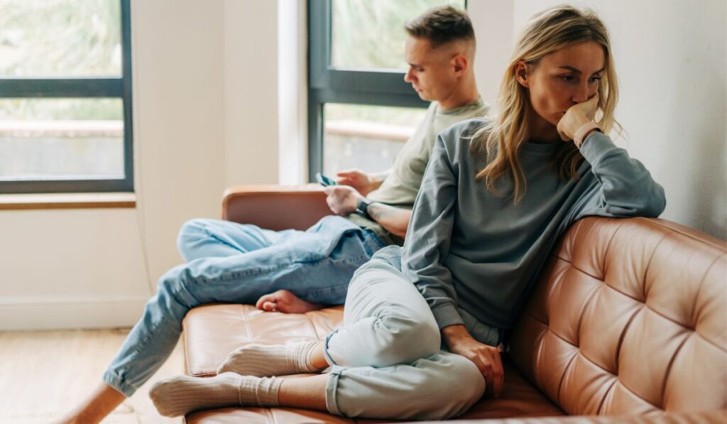 A couple using defense mechanism in argument.