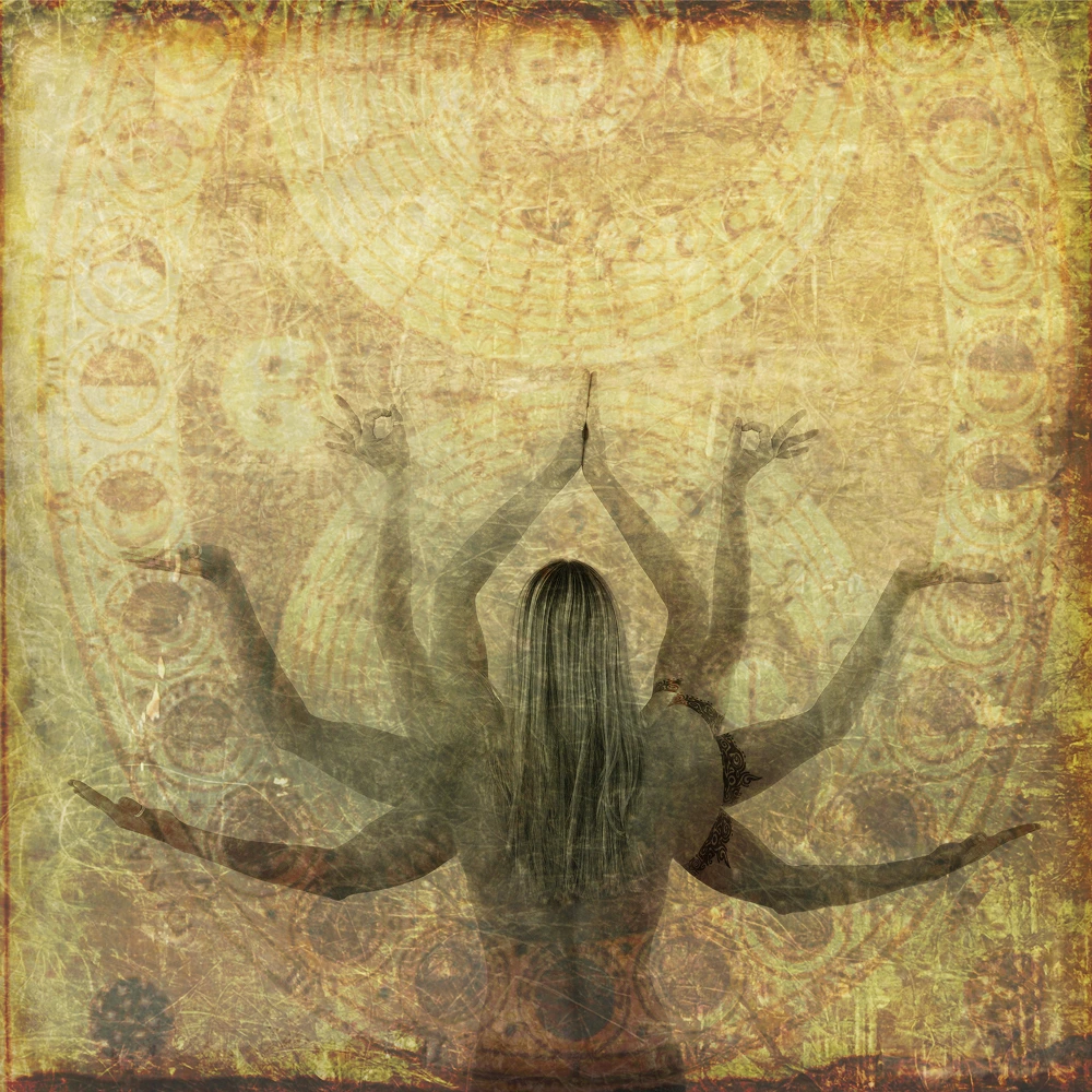 an old painting depicting an ancient meditation technique