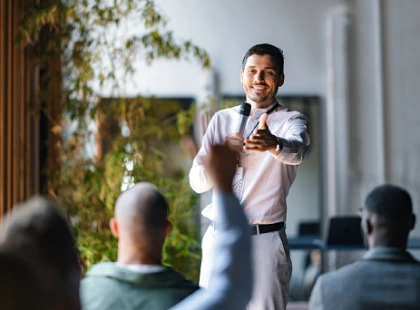 guy asking a question in a coaching session