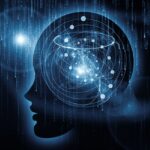 silhouette image of a person with molecules