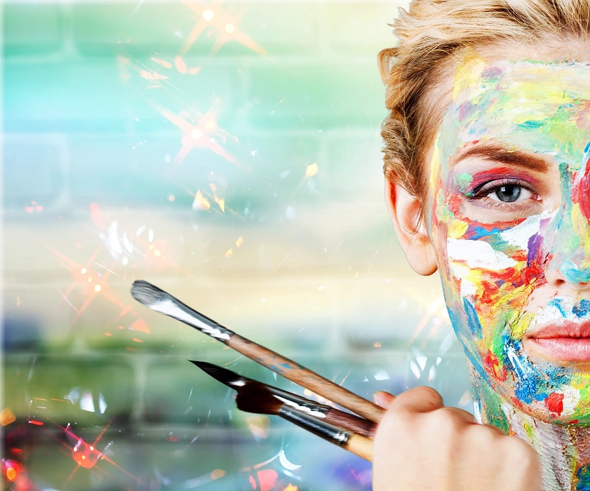 woman with paint on her face